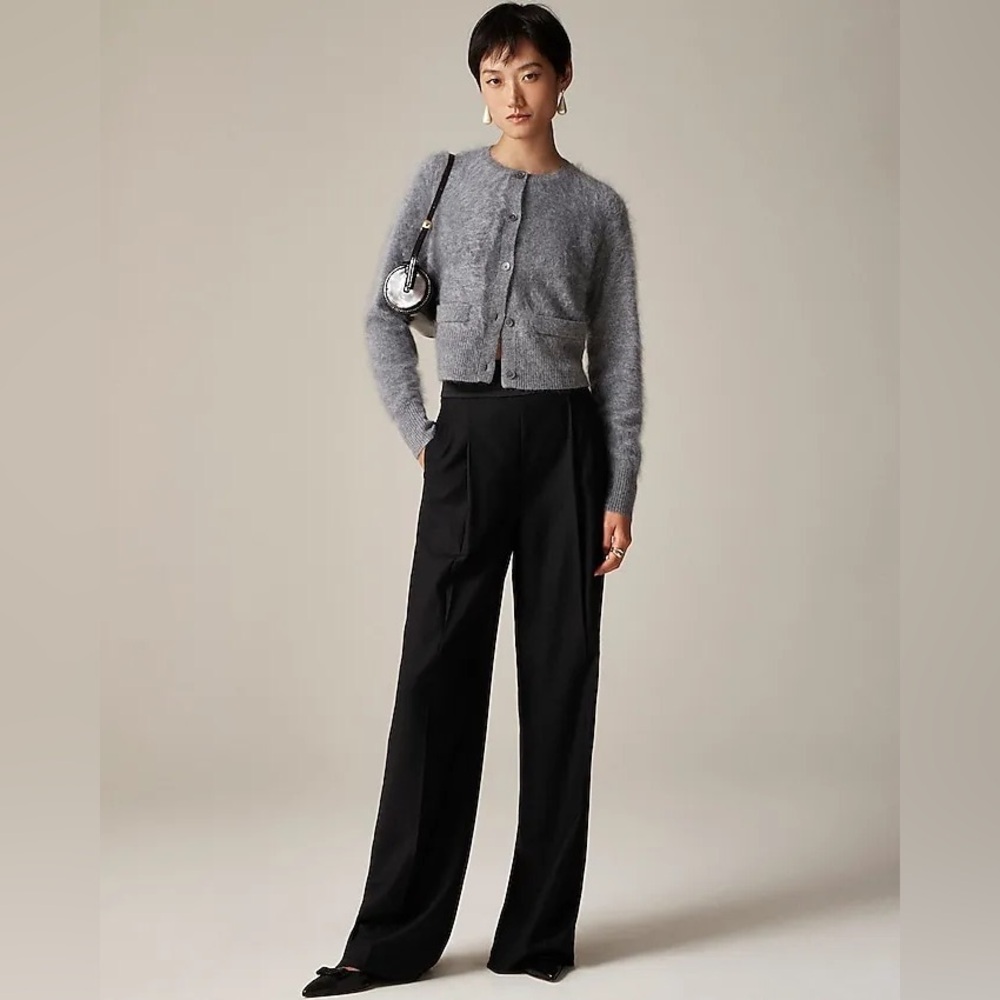 J. Crew Brushed Cashmere Fitted Cardigan Sweater in charcoal
